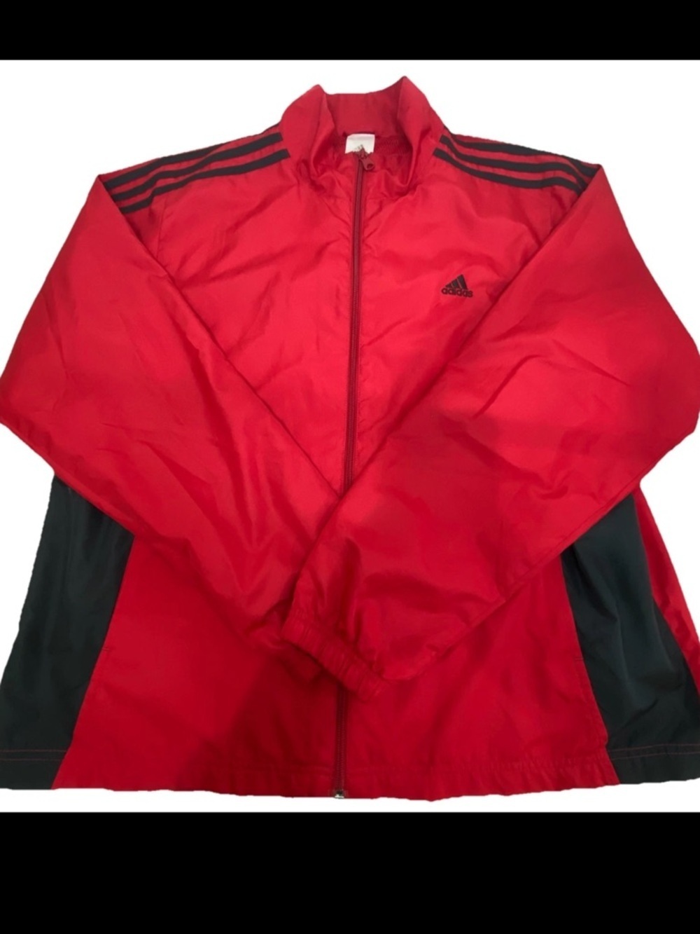Vintage Adidas Jacket Womens Sz XL Full Zip Red Windbreaker 90s Y2K Pockets